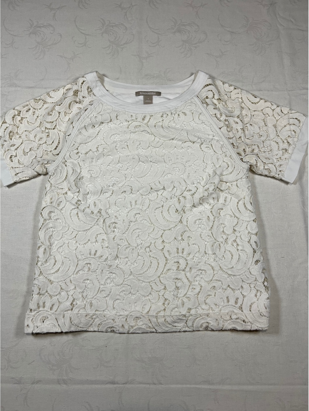 Banana Republic Lined Ivory Lace Shirt Size Small